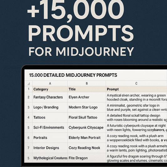 Pacchetto Midjourney Prompts: The Ultimate AI Art Resource with MRR &amp; PLR Options