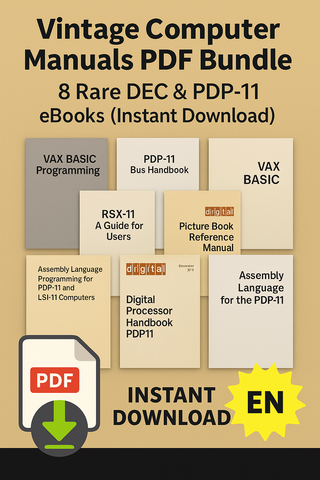 Collection of 8 Ebook books DIGITAL Old Computer Vintage in PDF EN
