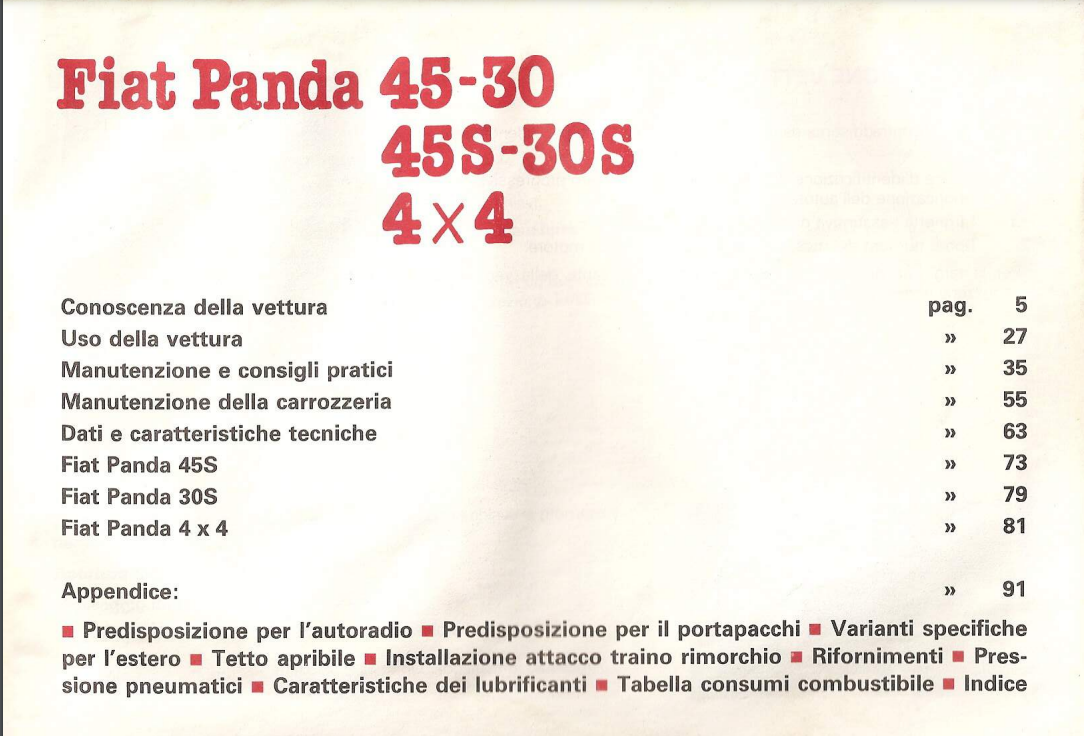 MANUALE per RIPARAZIONI FIAT PANDA 1° serie Italiano in PDF download